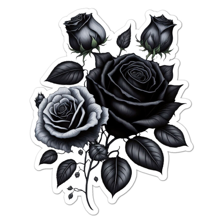Black Roses, Vinyl Decal Sticker, Indoor Outdoor, 3 Sizes, #9485