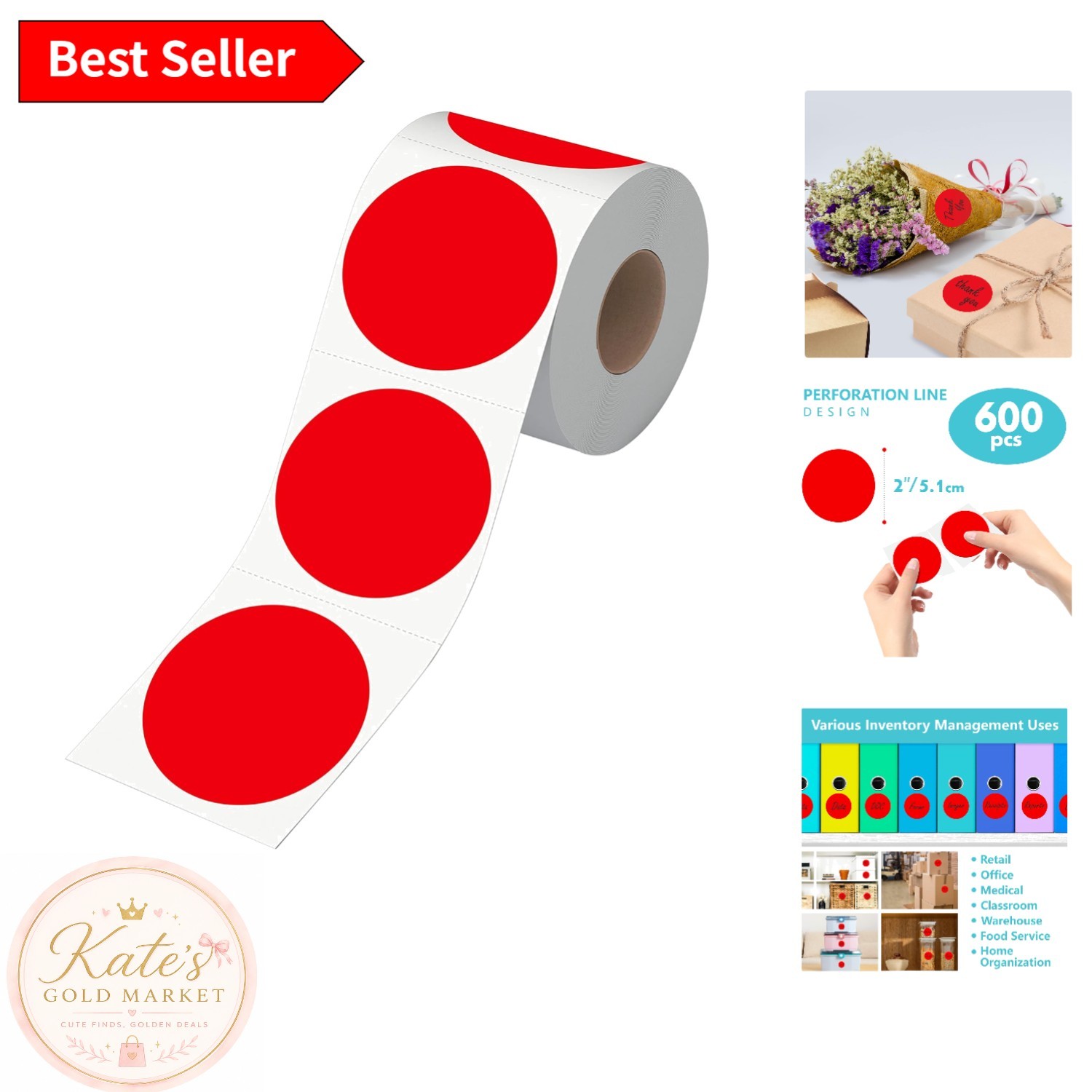 Quality 600 PCS Red Coding Dots – Perfect for Office & Home Organization