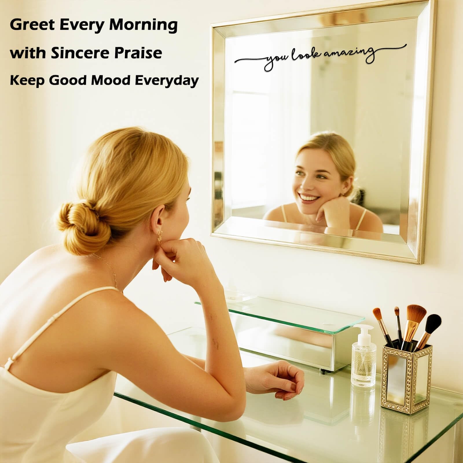 You Look Amazing Mirror Decal – 18 x 2.5 Inch Mirror Vinyl Slogan Wall Sticke…