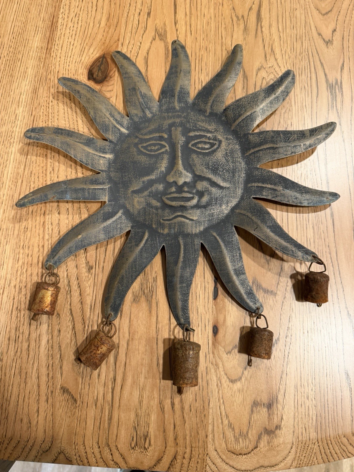Metal ancient Sun Face Wall Decor Art Vintage Inspired Outdoor Garden Accent