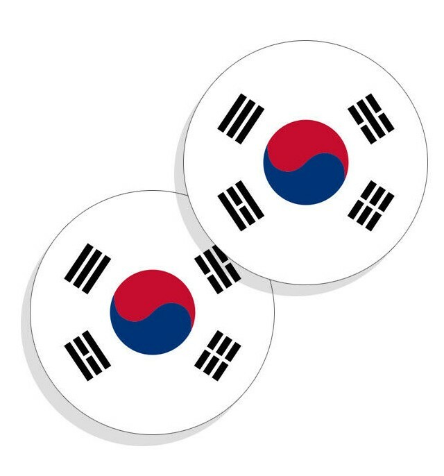South Korea Flag Stickers Flag Decals Vinyl Round Set of 4 South Korean Flags