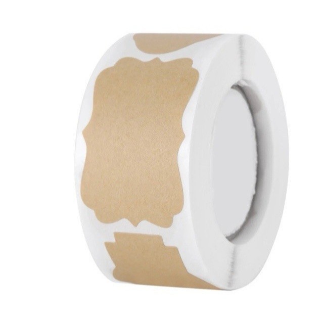 Stickers 500pcs Self-Adhesive Kraft Paper Labels Roll Bakery Home Office NEW