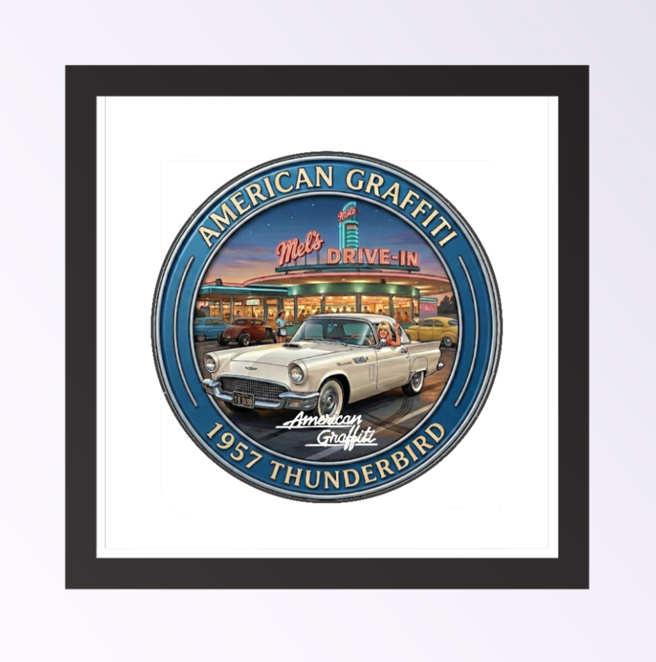 Car Classics – American Graffiti '55 Thunderbird 4" Handmade Vinyl Decal Cooler