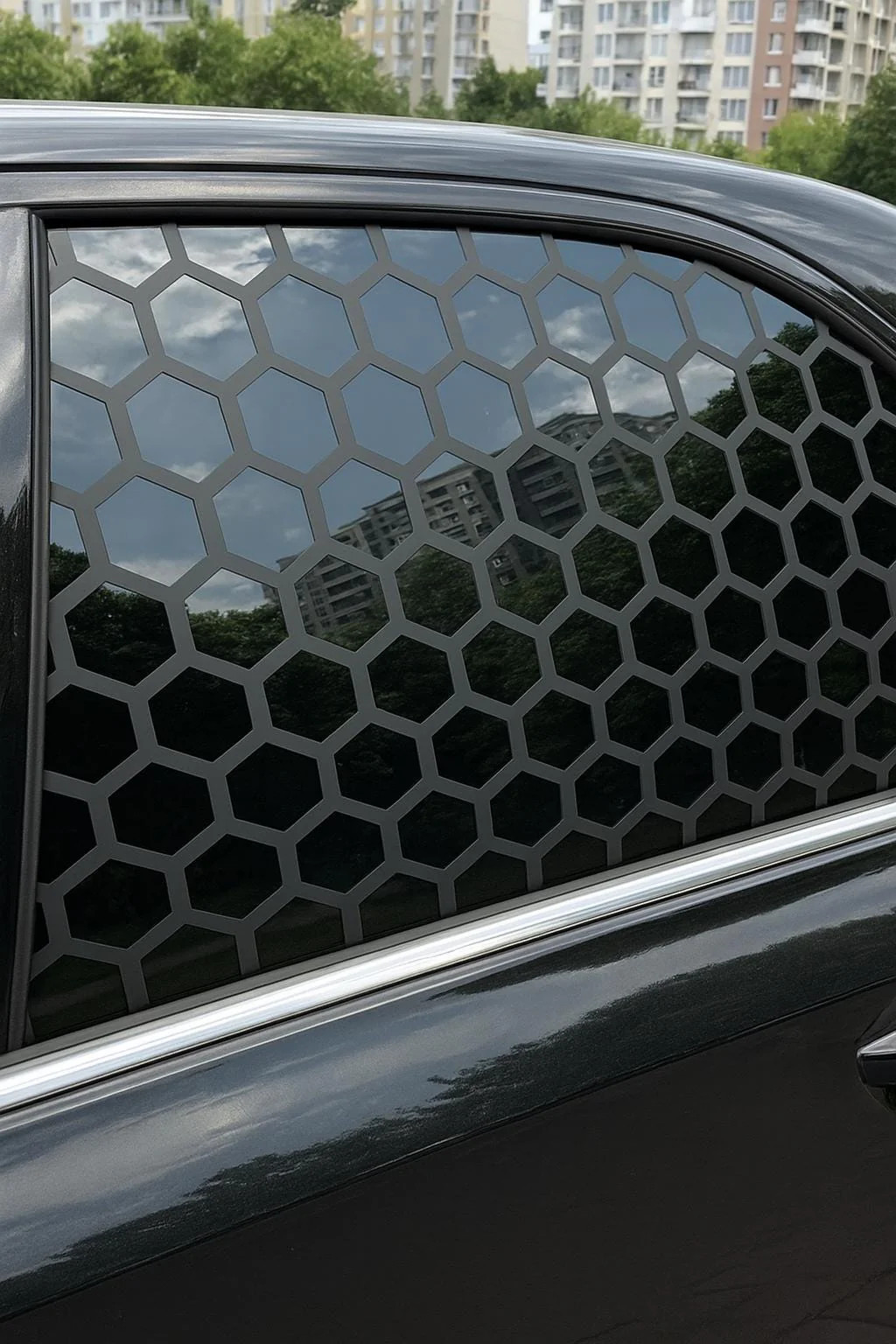 2x Honeycomb Window Decals for Cars | 2-Piece Vinyl Matte Black Set Rear