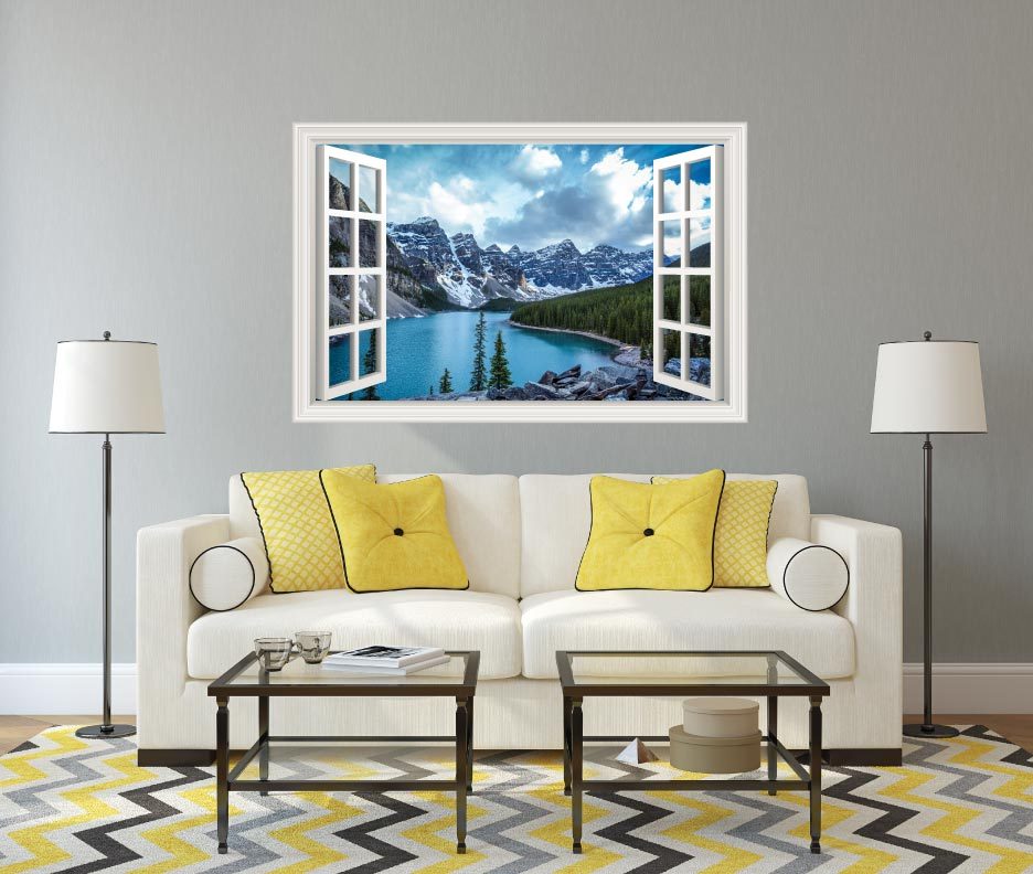 Mountains Lake Scenery Wall Decal Sticker Graphic Art Mural – (4 Sizes)