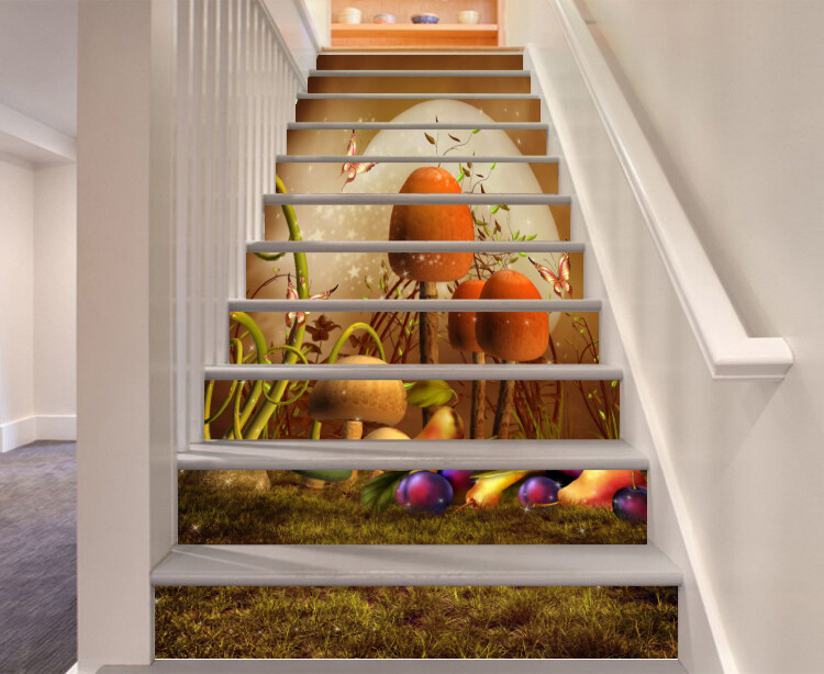 3D Mushroom Fruit ZHU449 Stair Risers Decoration Photo Mural Vinyl Wallpaper Amy