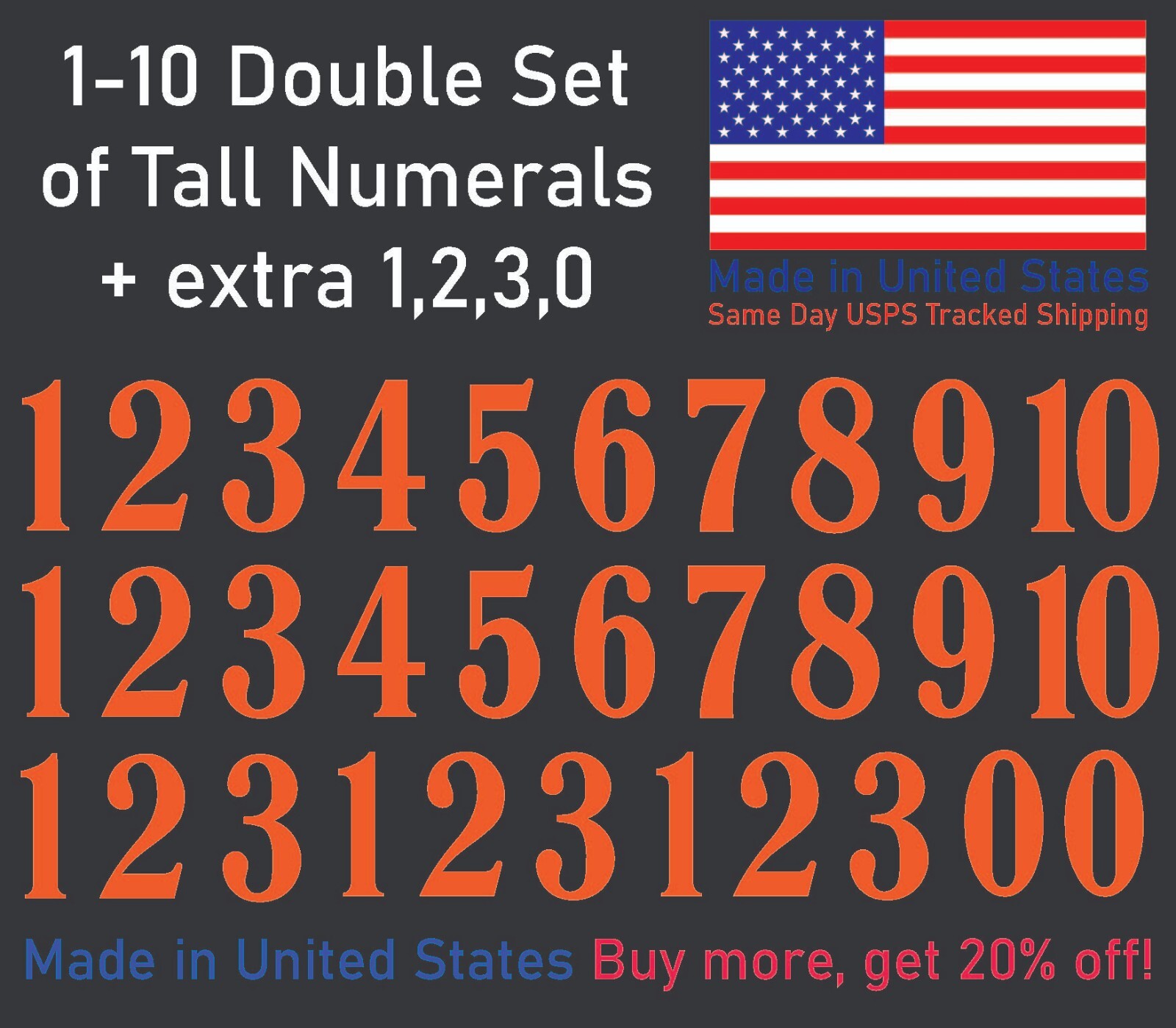 1-10 School Book Outdoor Vinyl Decal Numbers for Mailbox, Door, Address, Locker