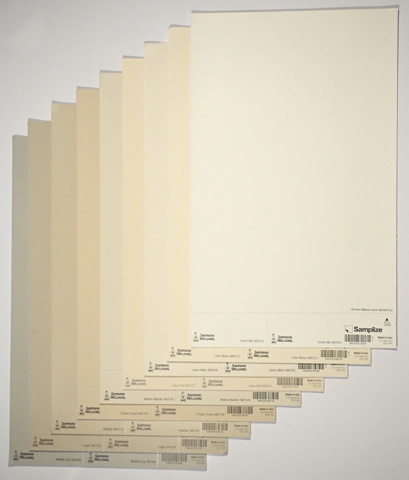 SAMPLIZE Peel & Stick Paint Samples Sherwin Williams Beige Neutral 9-pk reusable