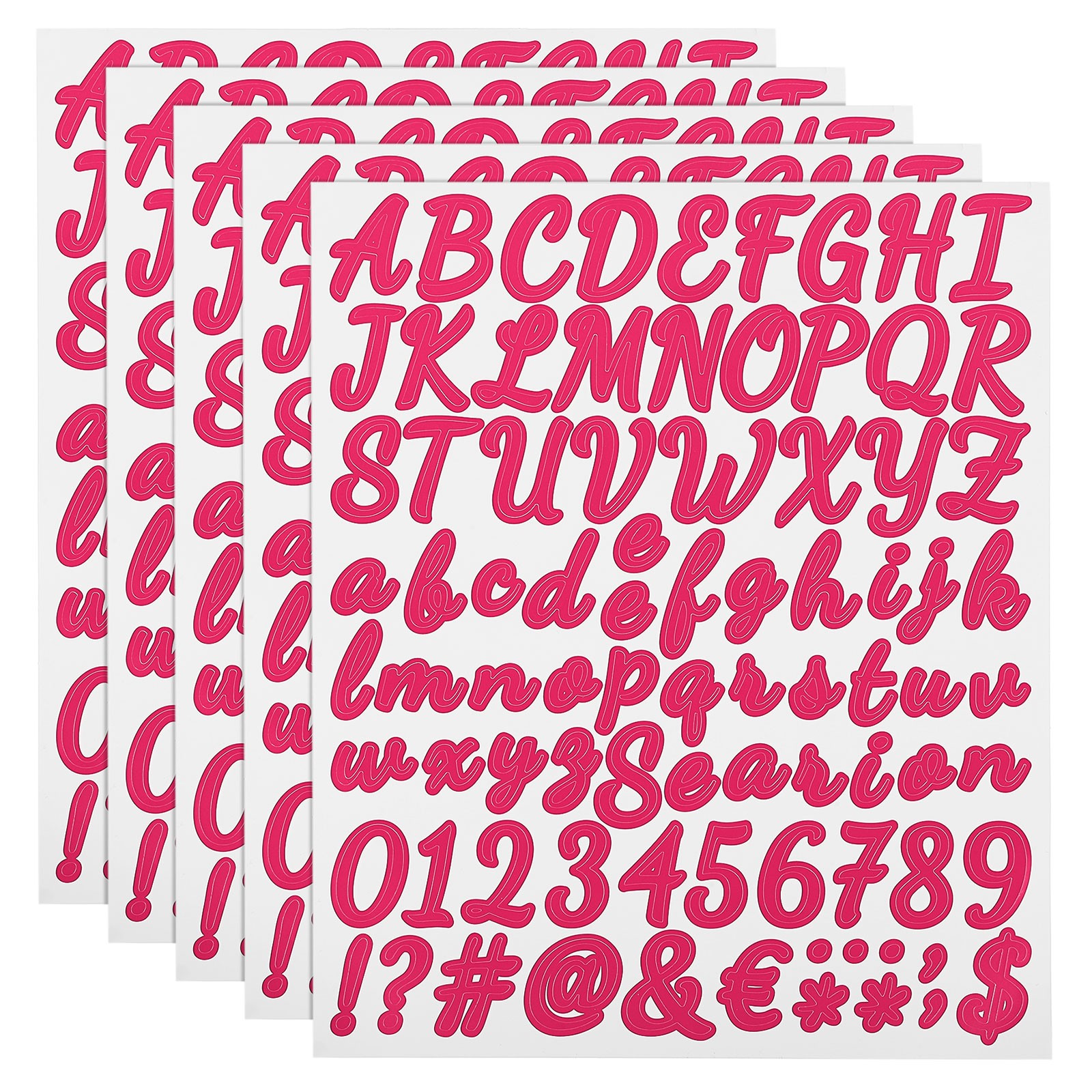Stickers Numbers & Letters Stickers 420pcs, 5 Sheets (Fuchsia, 1 inch) for