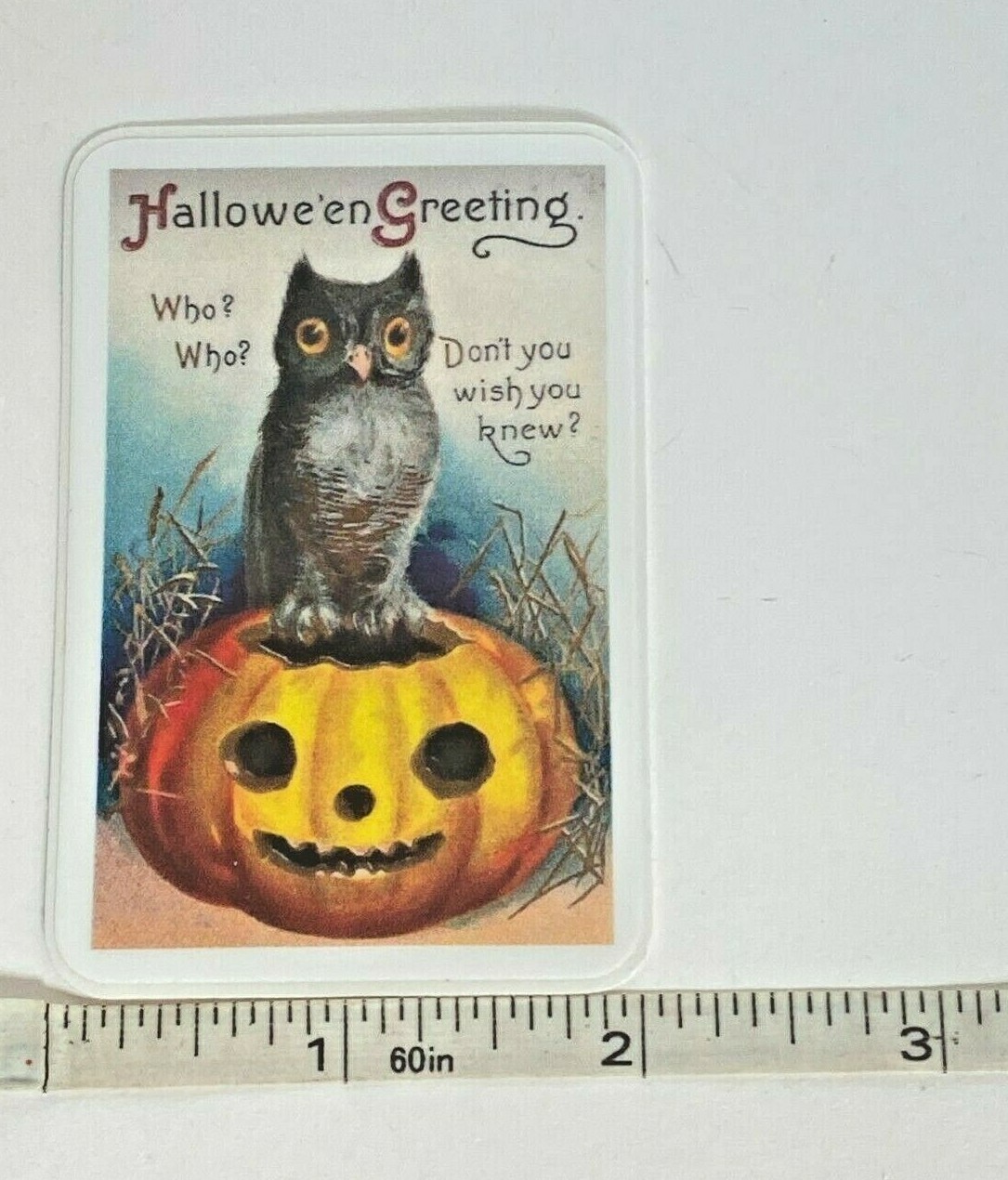 HALLOWEEN GREETINGS Cat Pumpkin Vinyl Sticker 3" Notebook Mug Fade Resistant