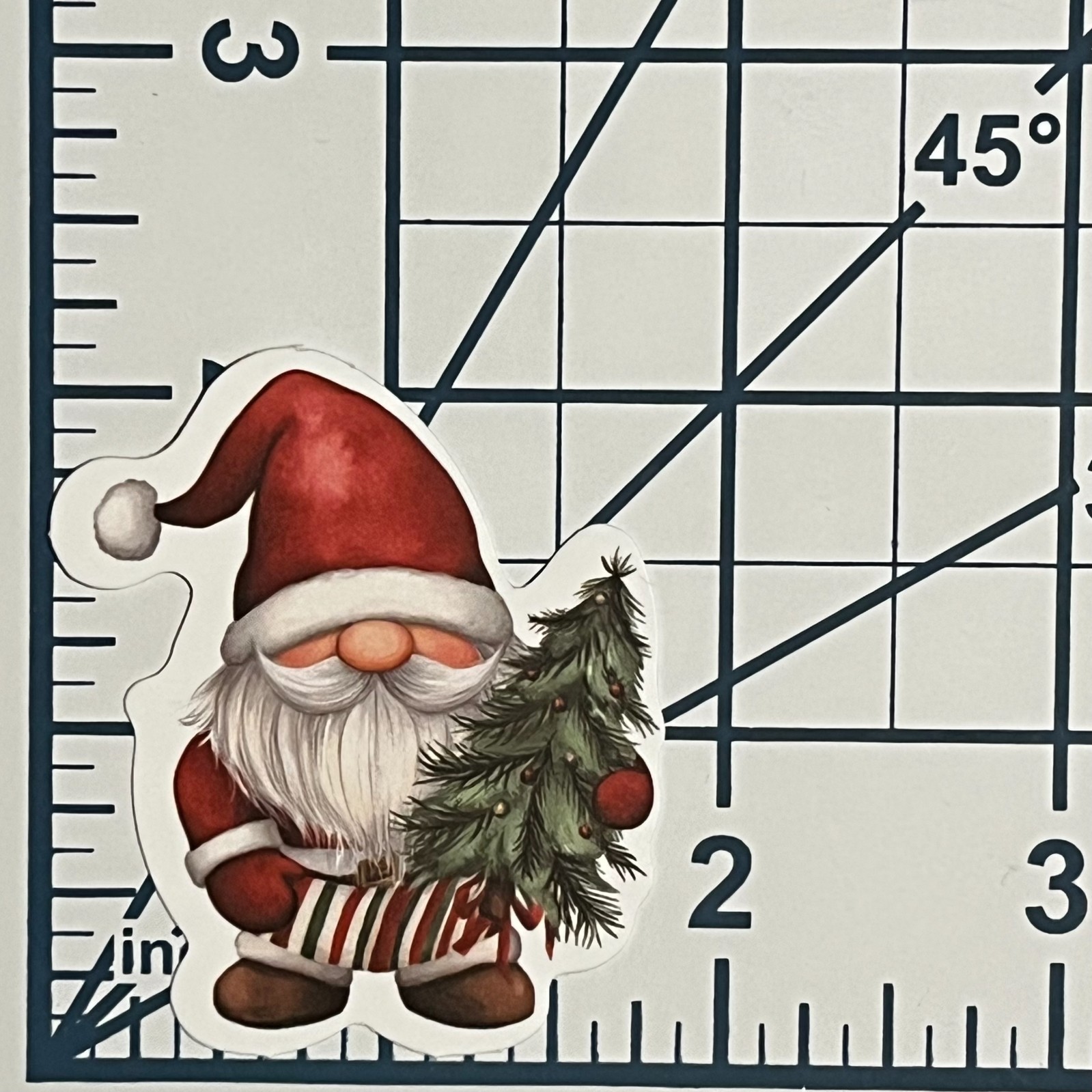 Christmas Gnome Sticker Holding Tree Vinyl Die Cut Scrapbooking Journal Holiday