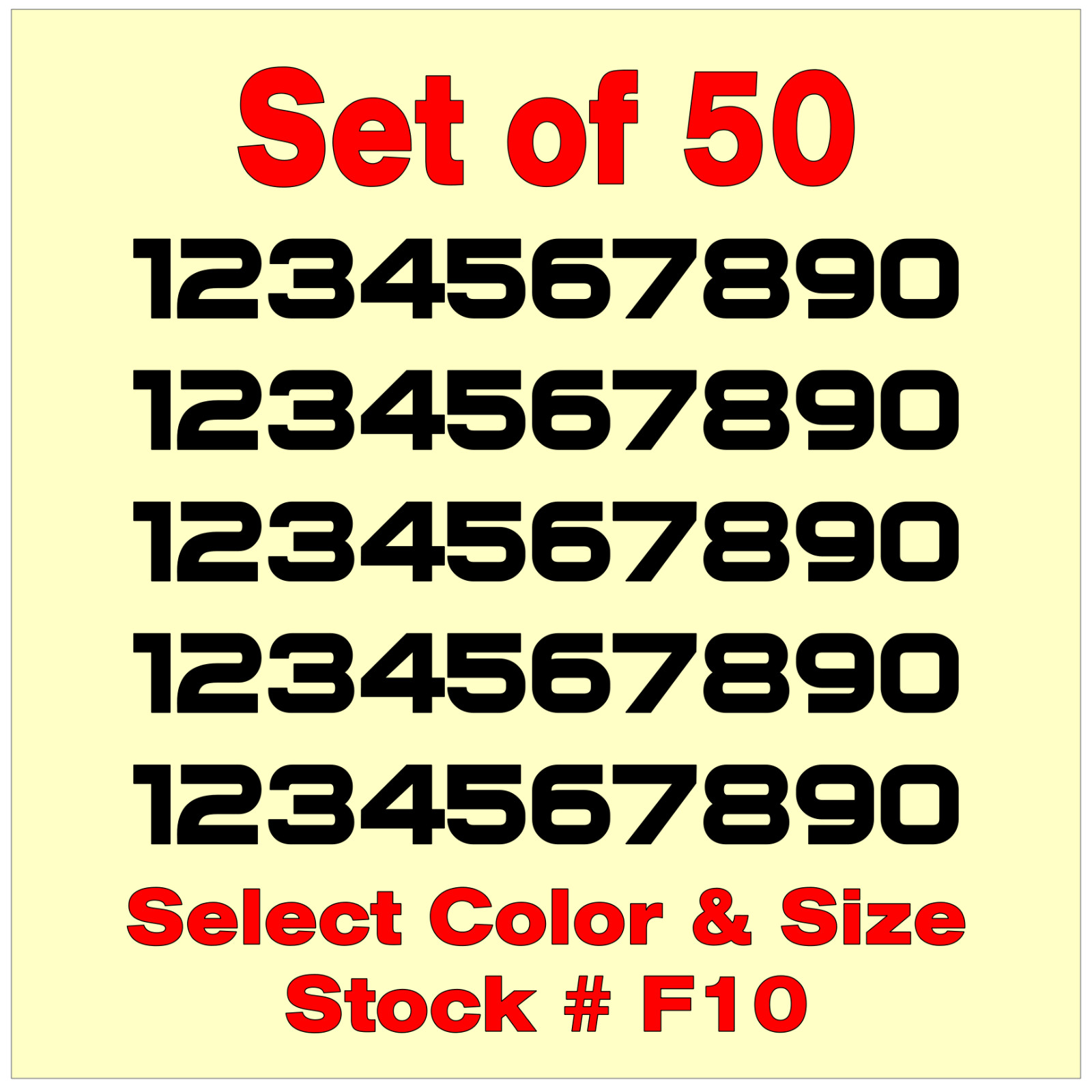0 9 Numbers Vinyl Sticker Decals Outdoor Quality Many Uses – Set of 50 STK#F10