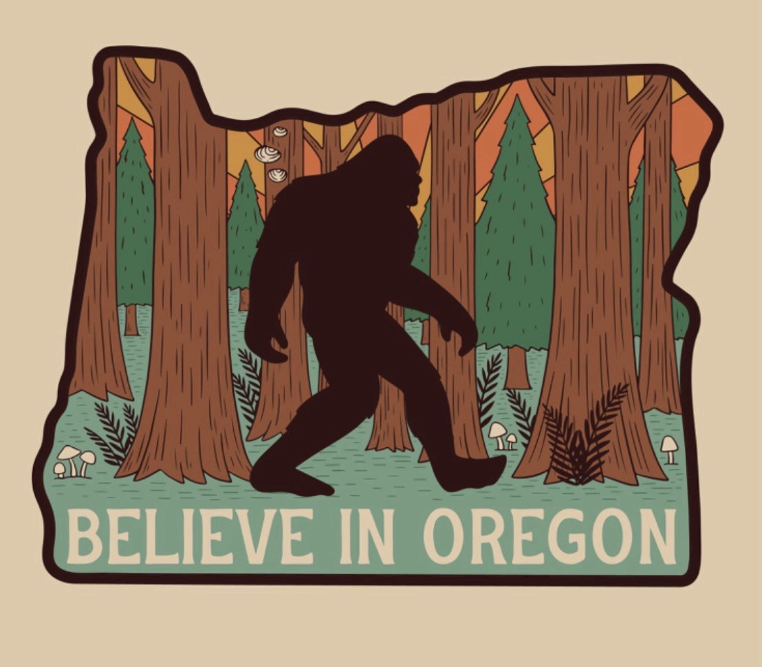 Bigfoot Oregon State Vinyl Sticker, Multicolor, Self-Adhesive