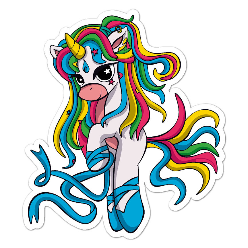 Unicorn Ballet Dancer, Vinyl Decal Sticker, Indoor Outdoor, 3 Sizes, #9722