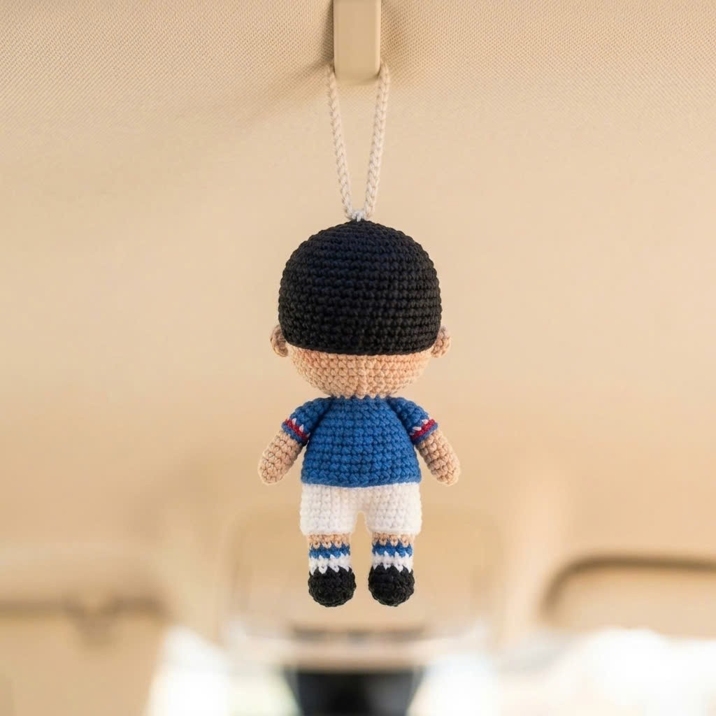 Crochet Sports Doll Keychain Handmade Bag Charm Car Mirror
