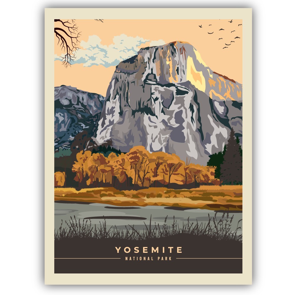 Yosemite National Park Vintage Poster Art Cut To Shape Vinyl Sticker
