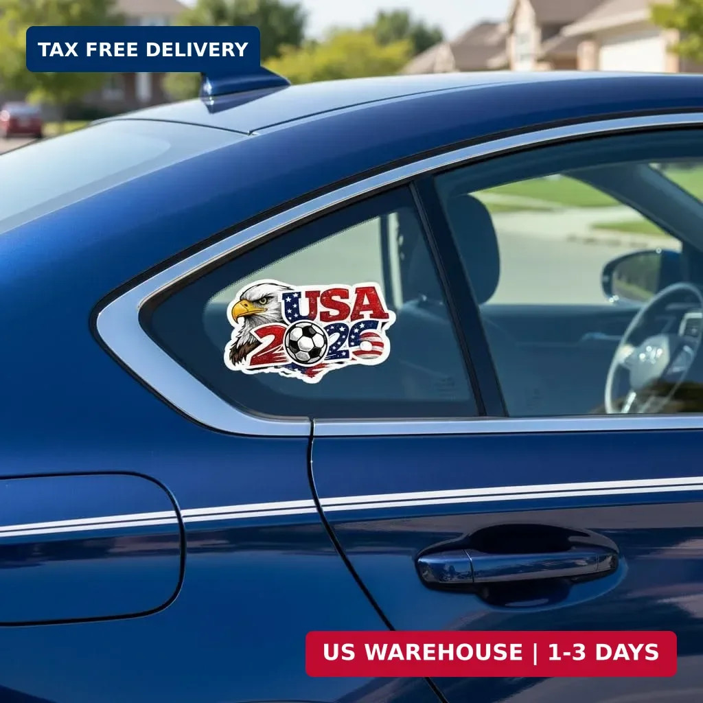USA World Cup Car Decal 2026, Vinyl Waterproof Soccer Stickers, for Car, Window,