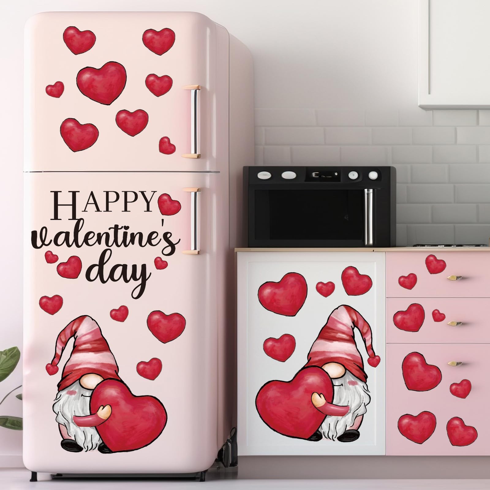 Happy Valentine's Day Wall Stickers Gnome Love Heart Wall Decals Large Room Mur