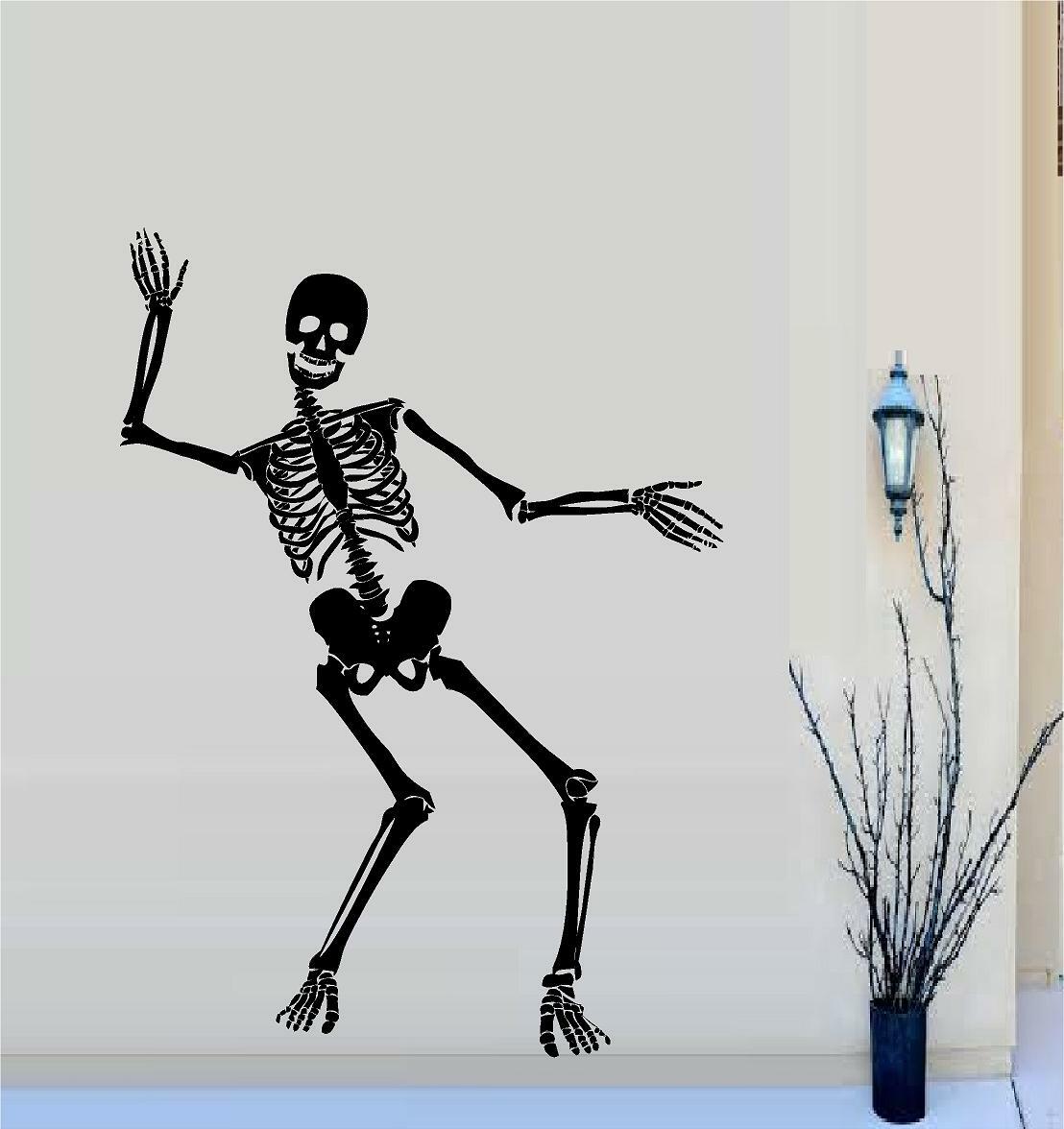 Skeleton Waving – Halloween Vinyl Decal Home Décor 11" x 15"