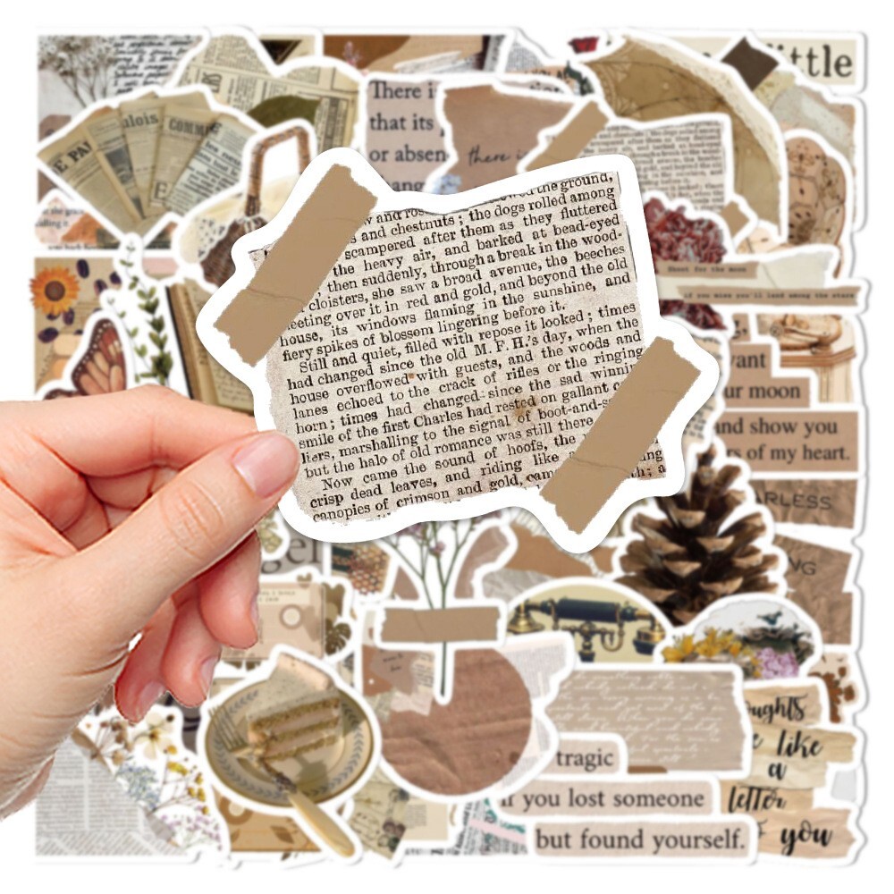 200pcs Retro Cottagecore Vintage STICKER PACK，#201206226251