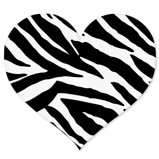 Zebra Animal Print Heart car bumper sticker 4" x 4"