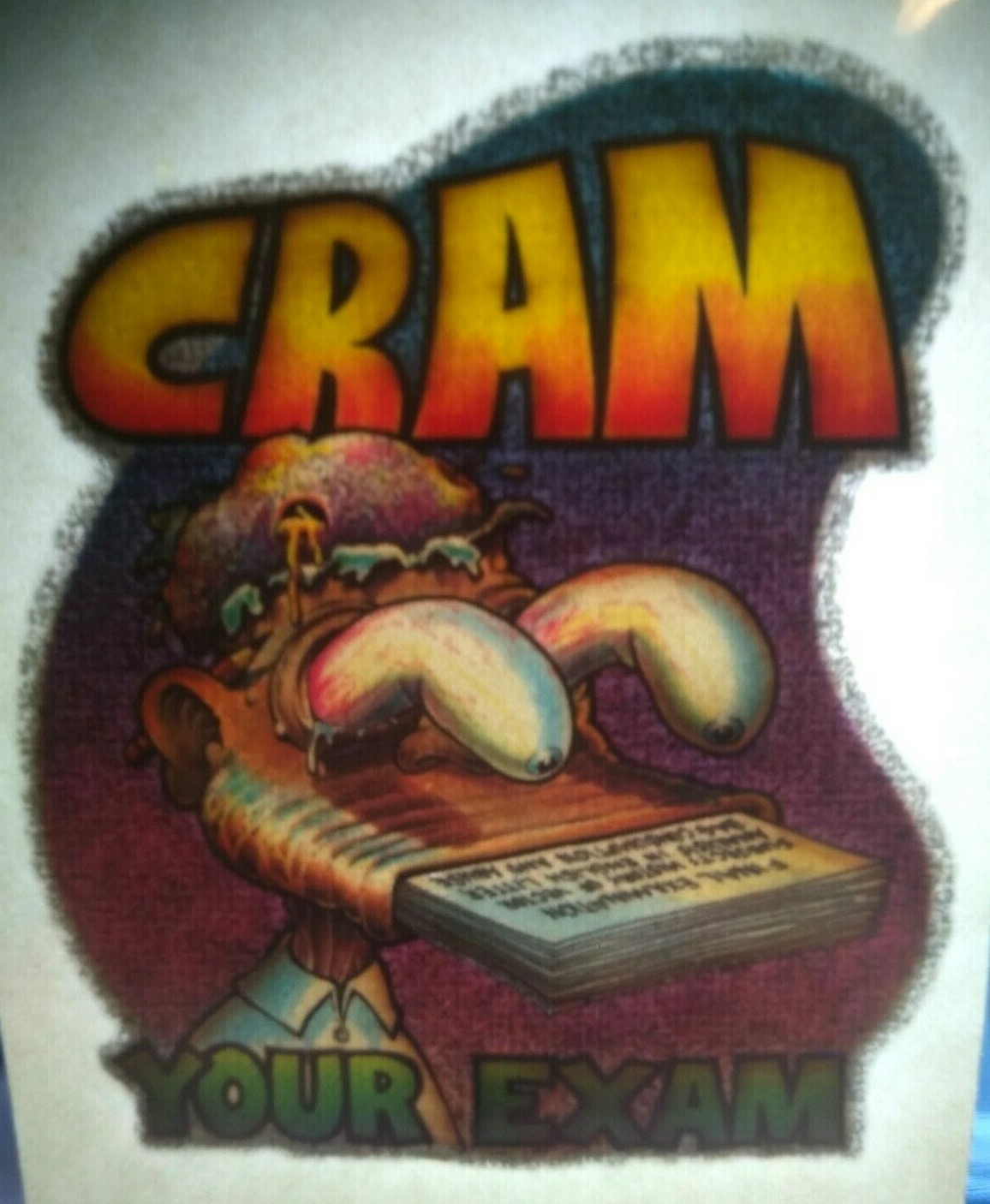 Cram Your Exam Screamin Gleamin Glitter Iron-On Decal Donruss Retro Vintage 70's