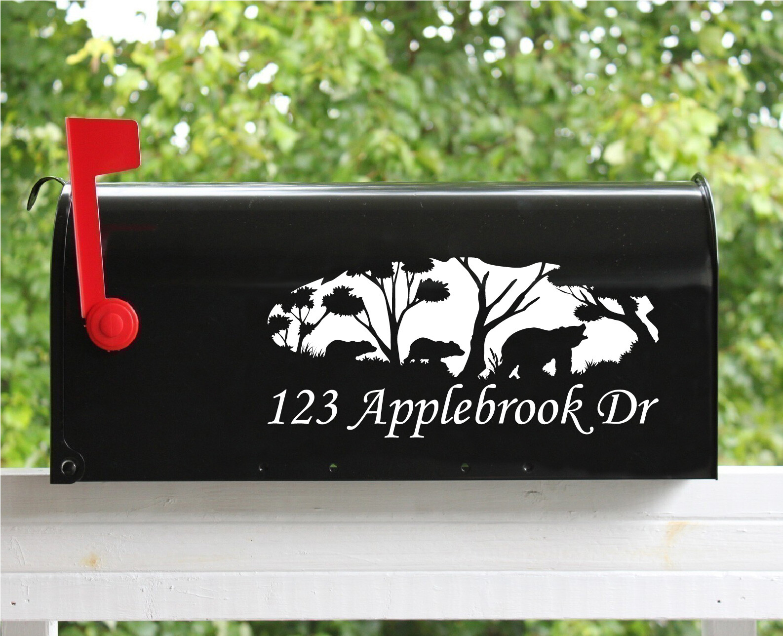 Set of 2 – 5" x 11" Custom Black Bear Grizzly Cub Mailbox Decals Stickers Street