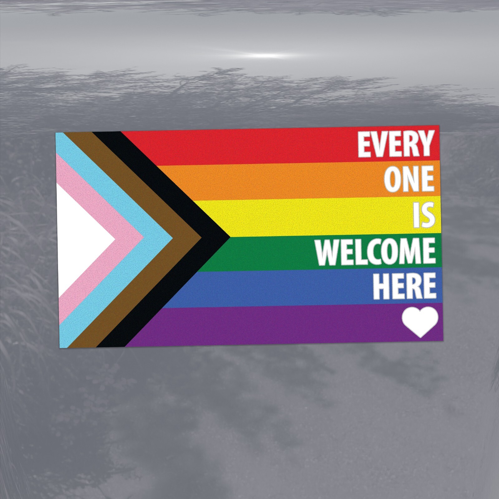 Intersex Progress Pride Flag Every One Is Welcome Here LGBTQ POC Window Cling