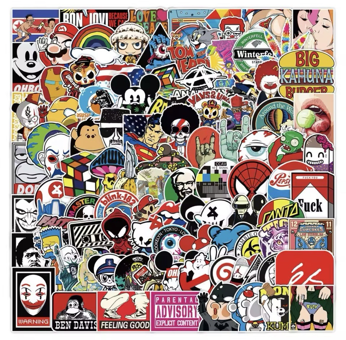 Skate Logo Style Stickers 50pk Mix Santa Cruz Matte Tag Stickers Skateboarding