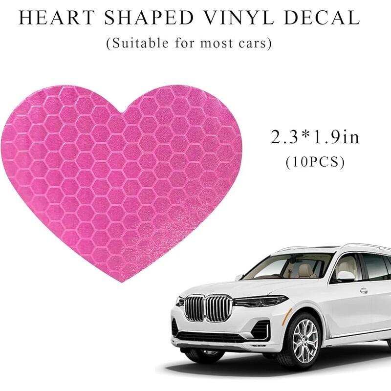 10PCS Reflective Vinyl Car Decals Waterproof Bumper Stickers Heart Star New