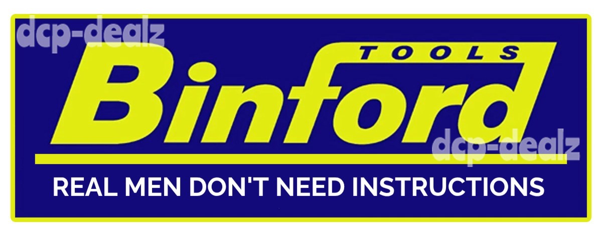 C283A BINFORD TOOLS LOGO- REAL MEN DON'T NEED INSTRUCTIONS-Decal, MAGNET, Sign