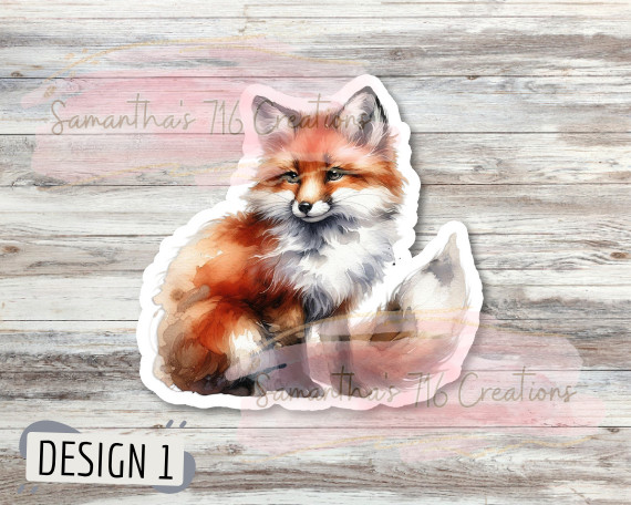 Fox Watercolor Vinyl Stickers 3" For Laptops, Etc. Indoor, Water Resistant
