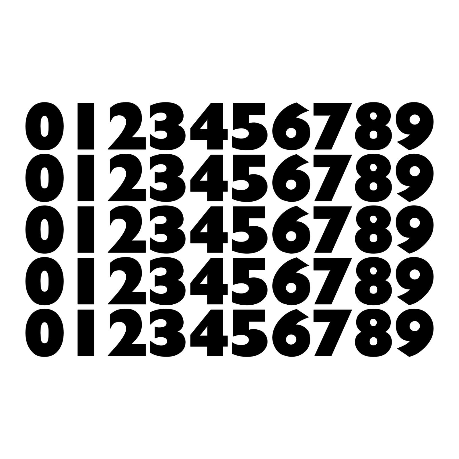 0-9 Numbers 50 ea Vinyl Sticker Decals 1" -Sport Helmet, Boat – Select Color