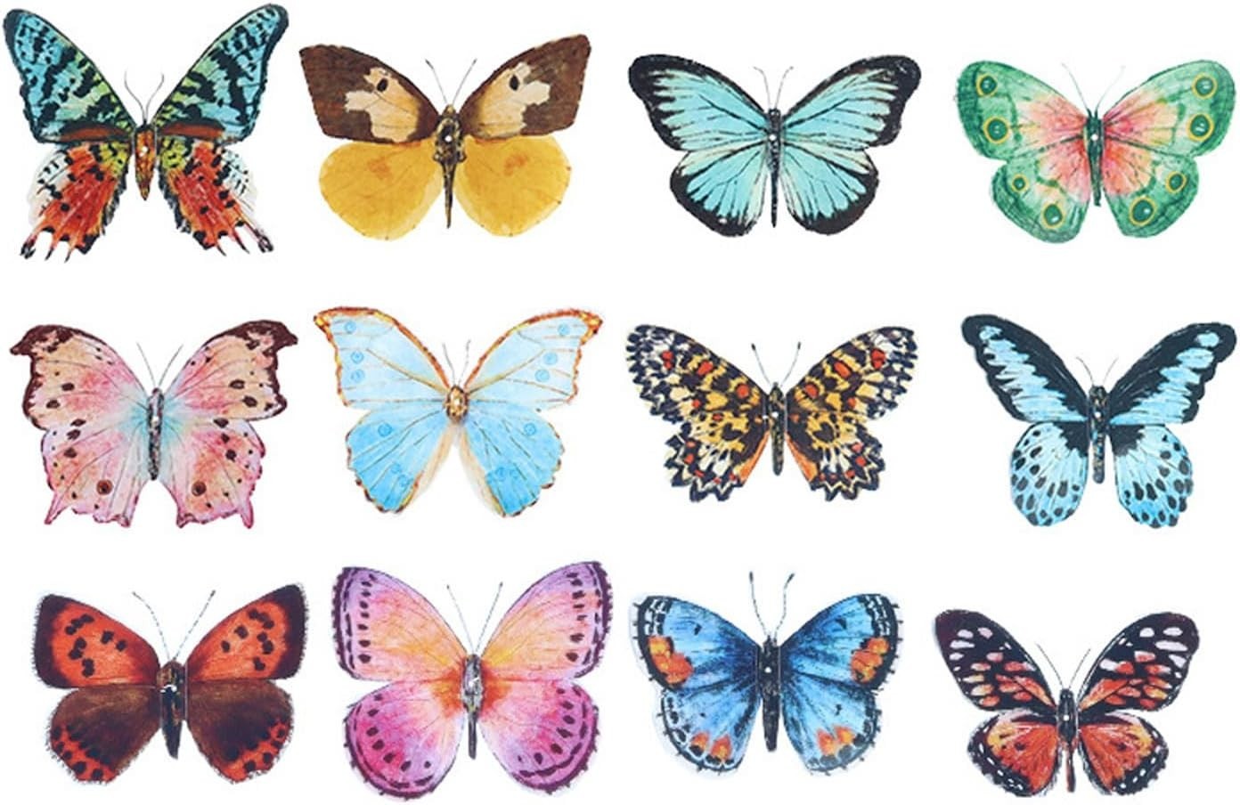 36 Pcs Watercolor Butterfly 3D Wall Stickers Butterflies Room Home Decoration…