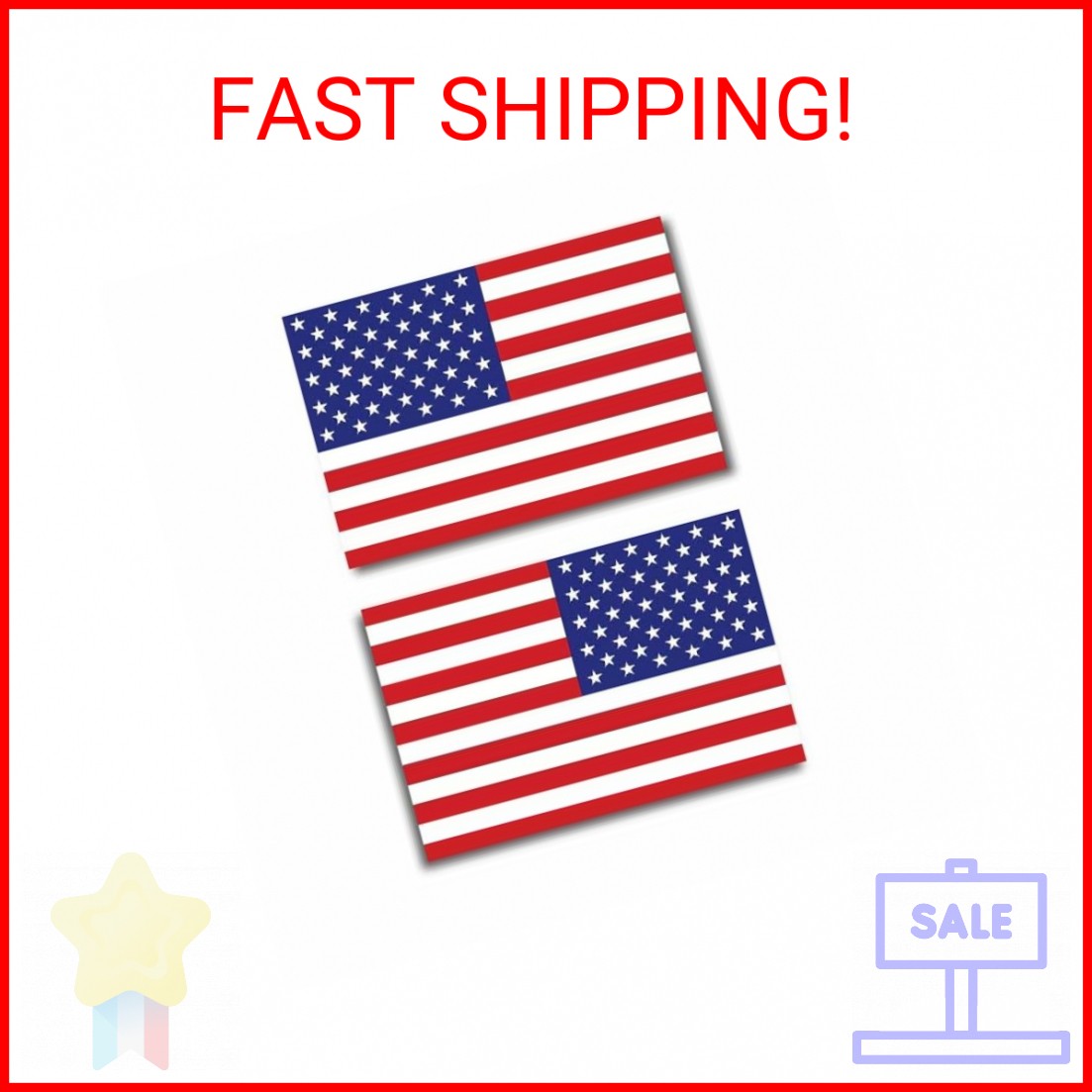 2 Pack Symmetrical American Flag Car Magnets – 6×4 inches USA Flag Magnets for B