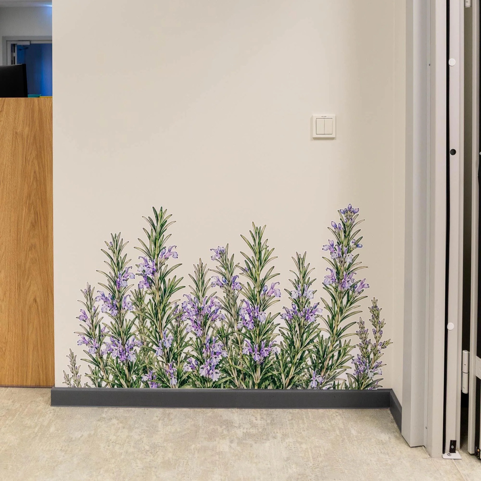 Rosemary Herb Border Wall Vinyl Decal | Watercolor Rosemary Plant Sticker