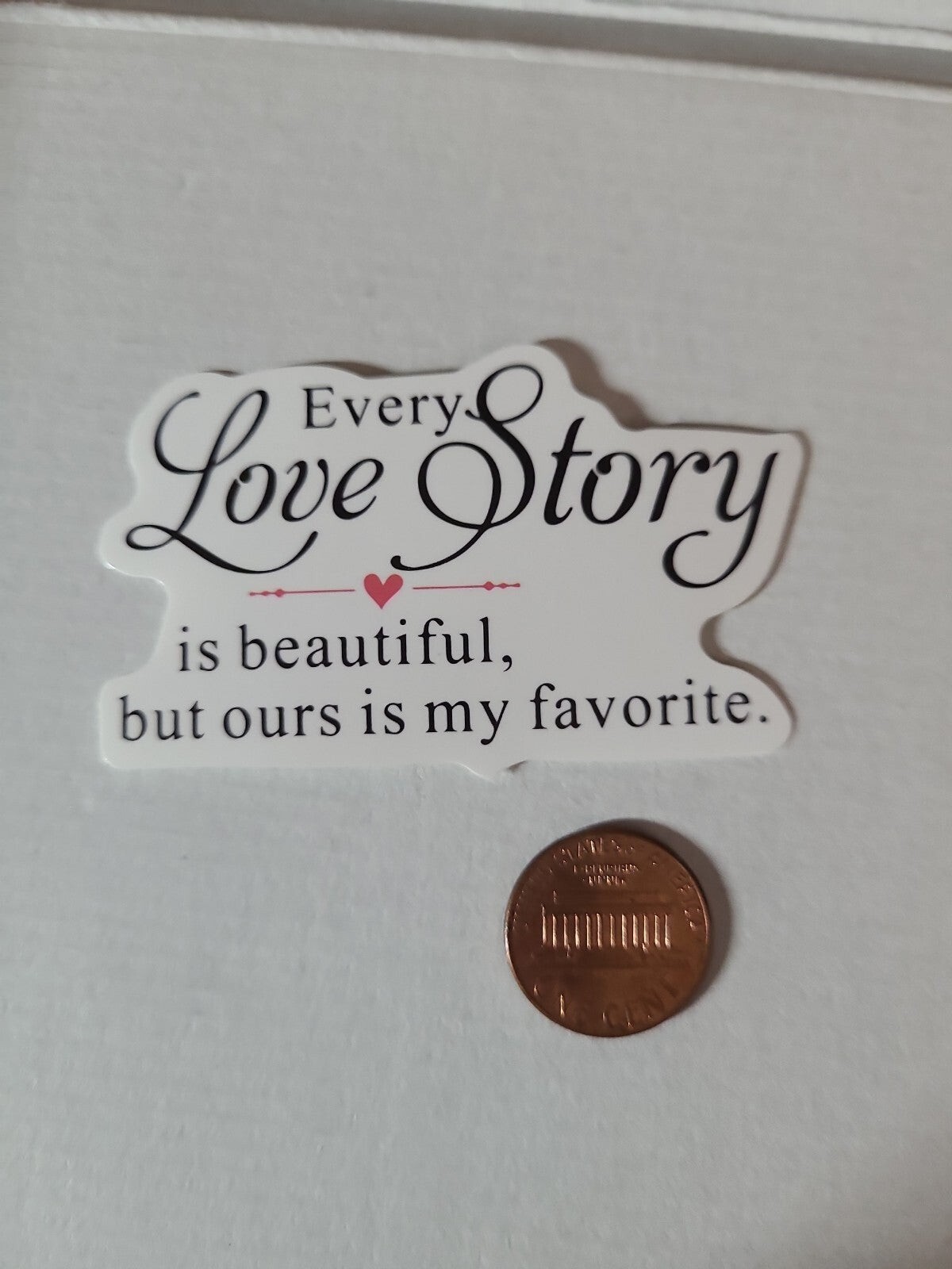 Love story my favorite vinyl sticker set of two hearts Valentine's day forever