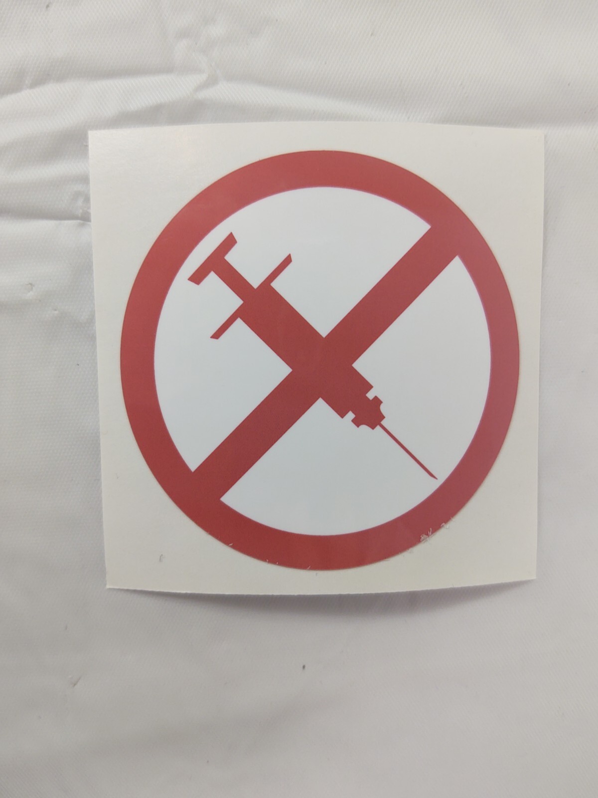 No Syringe Needles Round Trash Can Receptacle Stickers 12 Individual Stickers