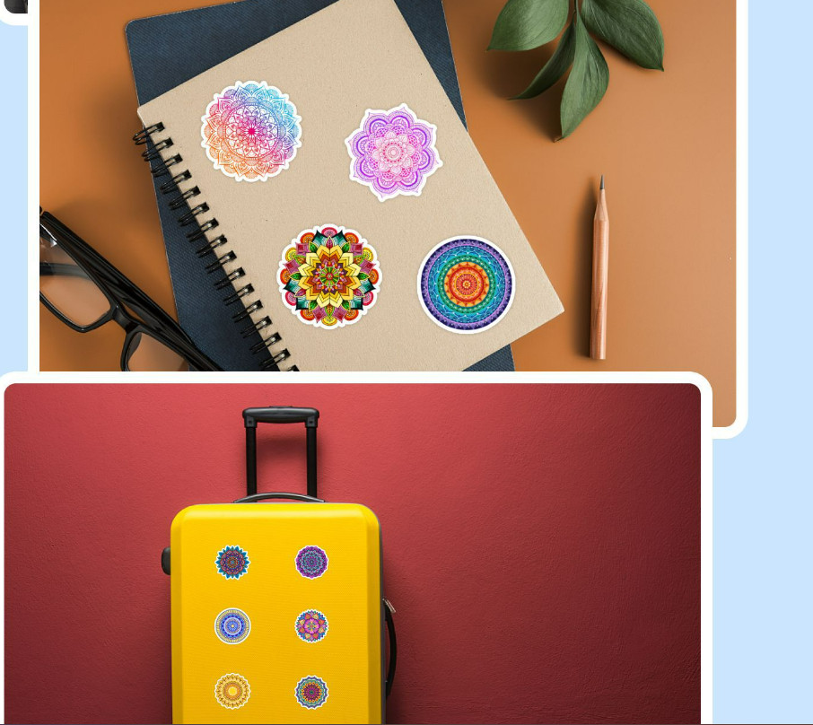 50 Pcs Stickers Mandala Boho Symbol Flowers Luggage Skateboard Laptop Car Vinyl