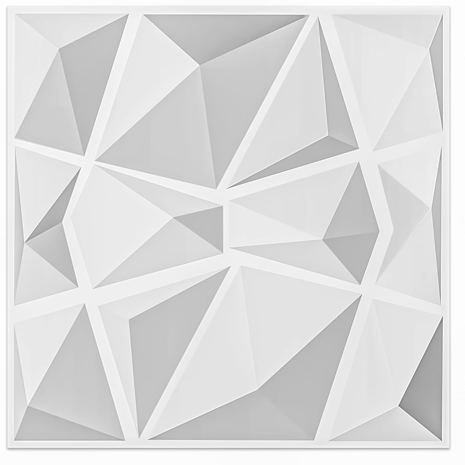 Pack of 12 Elegant 3D Pyramid PVC Wall Panels in Snow White – 19.7"x19.7"