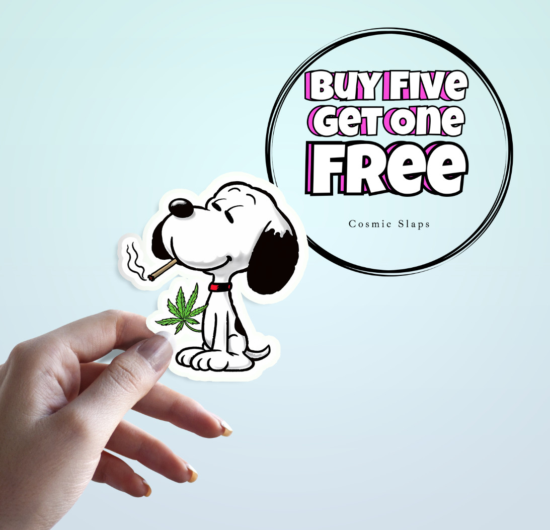 Snoopy Stoner Sticker Cartoon Dog, Beagle, Cannabis, Weed, Marijuana, Waterproof