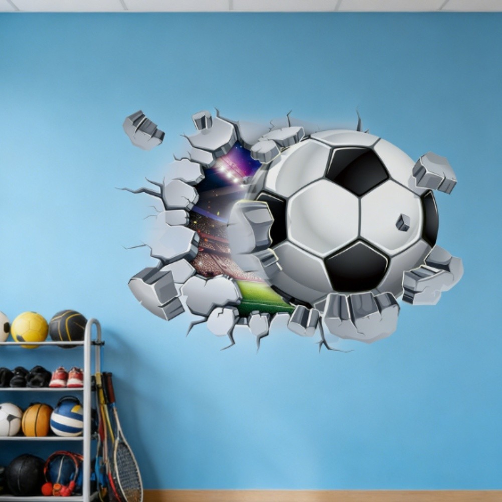 3D Soccer Football Wall Stickers PVC Decor for Living Room Bedroom Office Walls