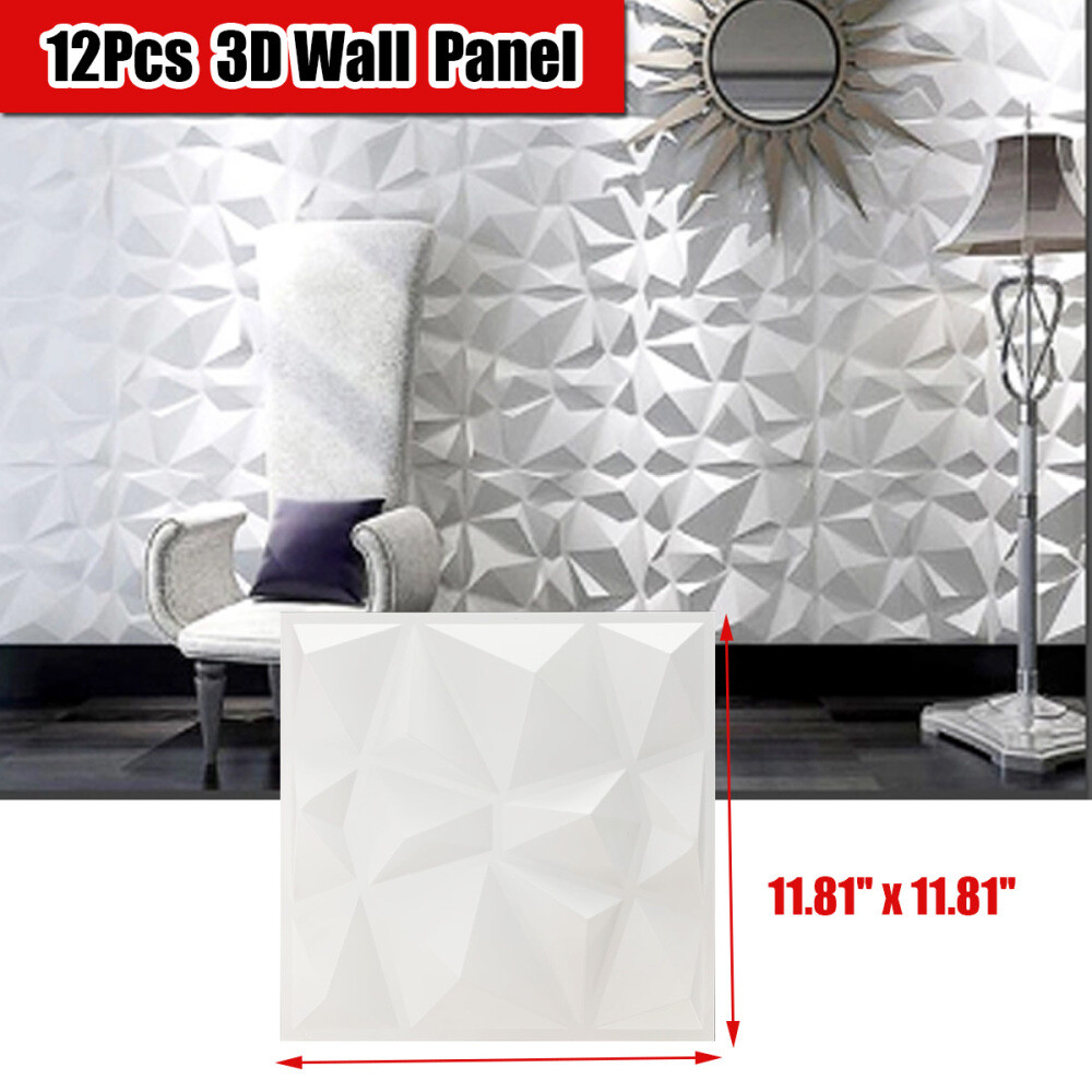 12Pcs 3D Effect Wall Decor 3D Tile Brick Wall DIY Wallpaper Home Decor 11.8"