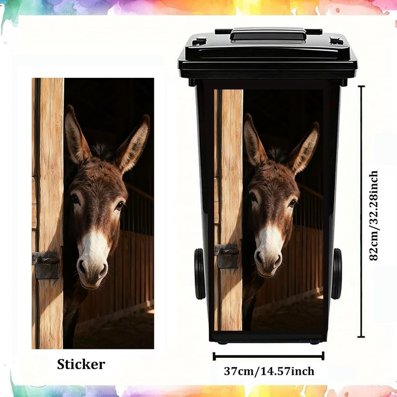 Funny Animal Pattern Trash Can Decal Sticker Large Outdoor Bin DIY Decor New