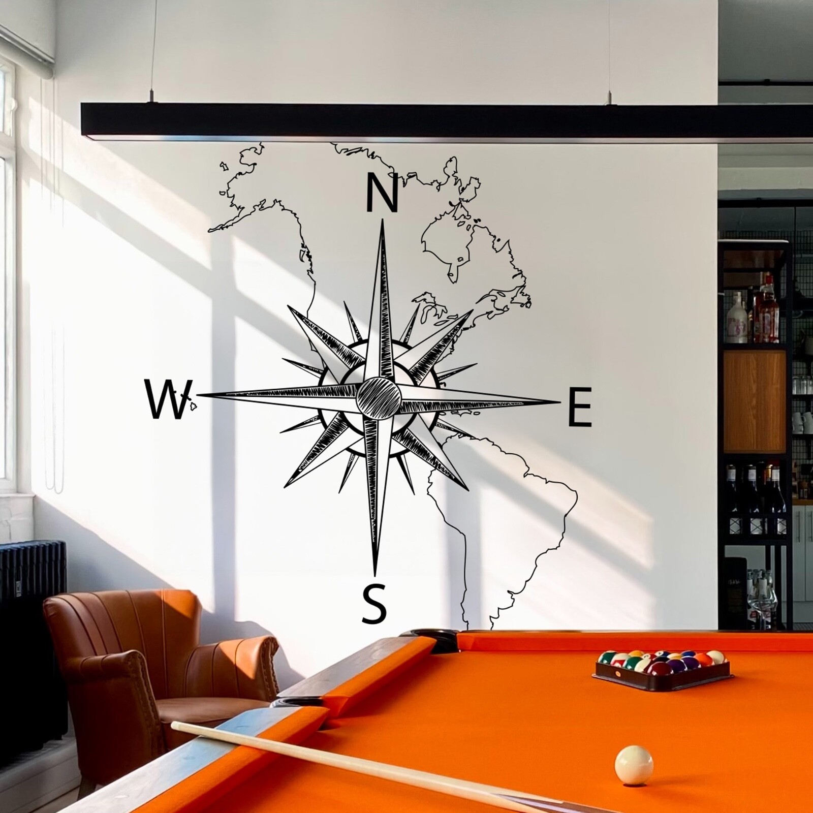 Nautical Map of North & South America w/ Compass Wall Decal Stickerbrand #6018
