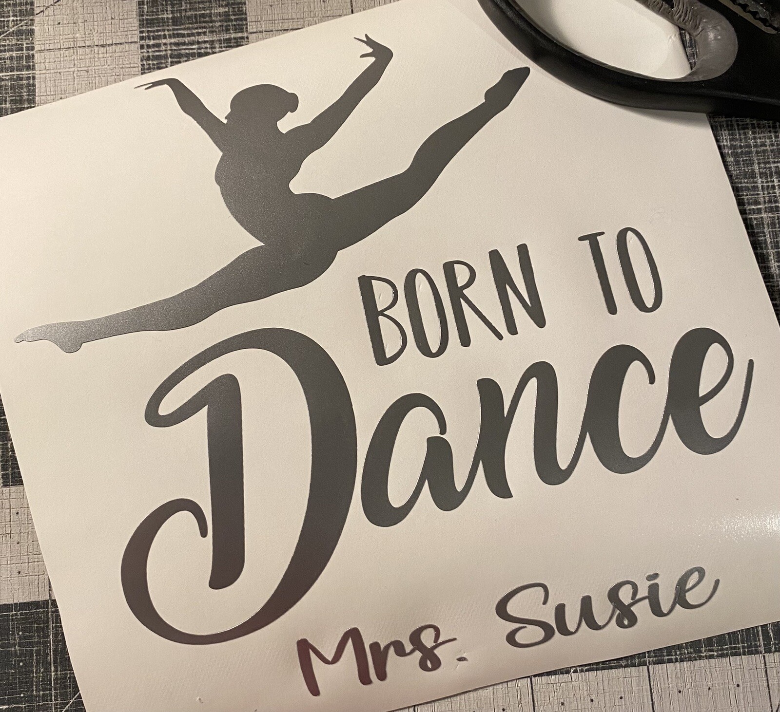 Vinyl Decal for Window – Born to Dance, Jumping Dancer (May Customize w/ Name)