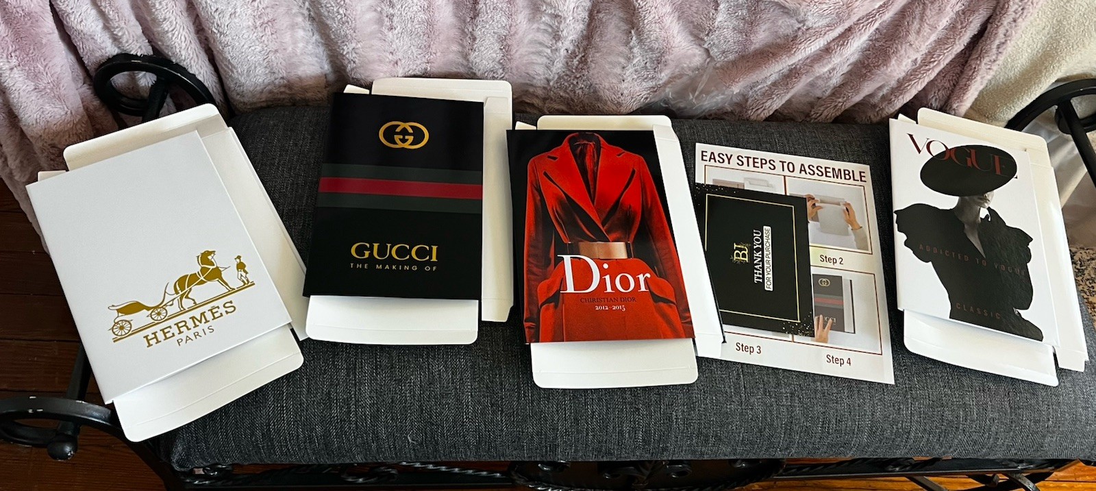 5-Pack Luxury Faux Book Decor – Cardboard Display Props – Fashion Style