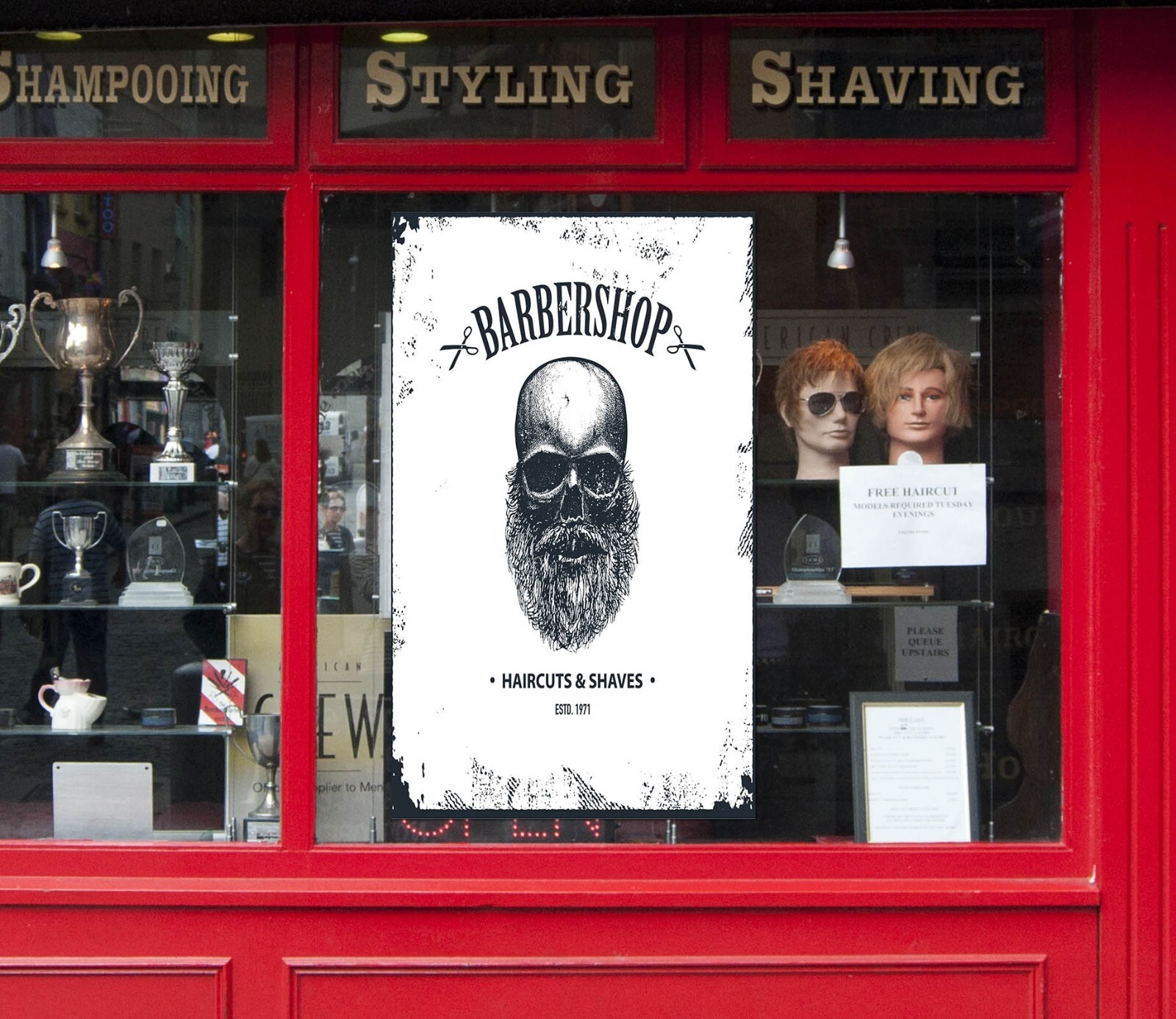 3D Man Hair Cut O564 Barber Shop Window Stickers Vinyl Wallpaper Wall Murals Fay