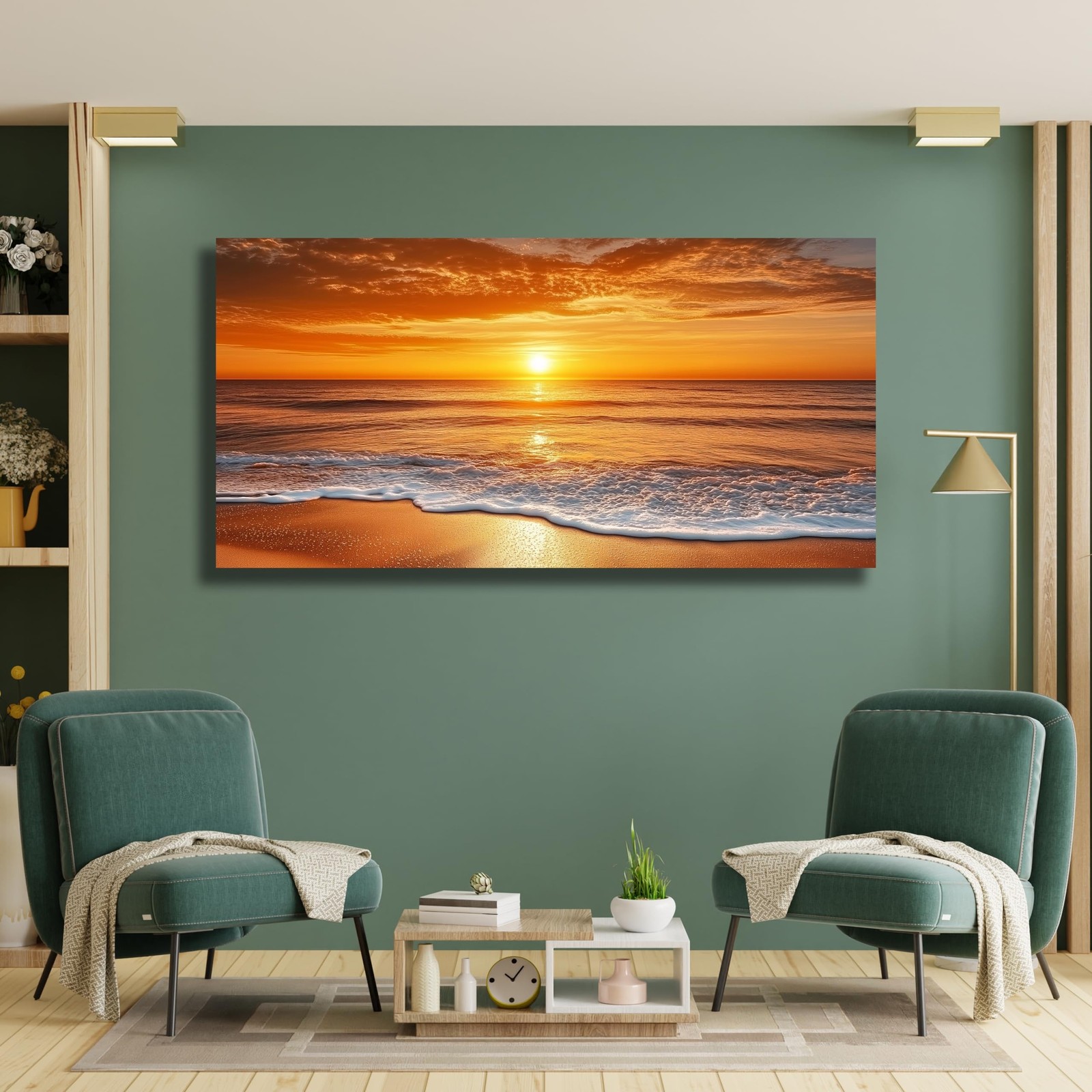 Yuaxker Ocean Wall Art Red Print Aesthetic Wall Decor Modern Trendy Canvas Ar…