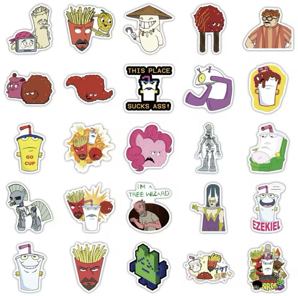 Aqua Teen Hunger Force Stickers 50pk Shake Meatwad Frylock Mix Fun Random Mix